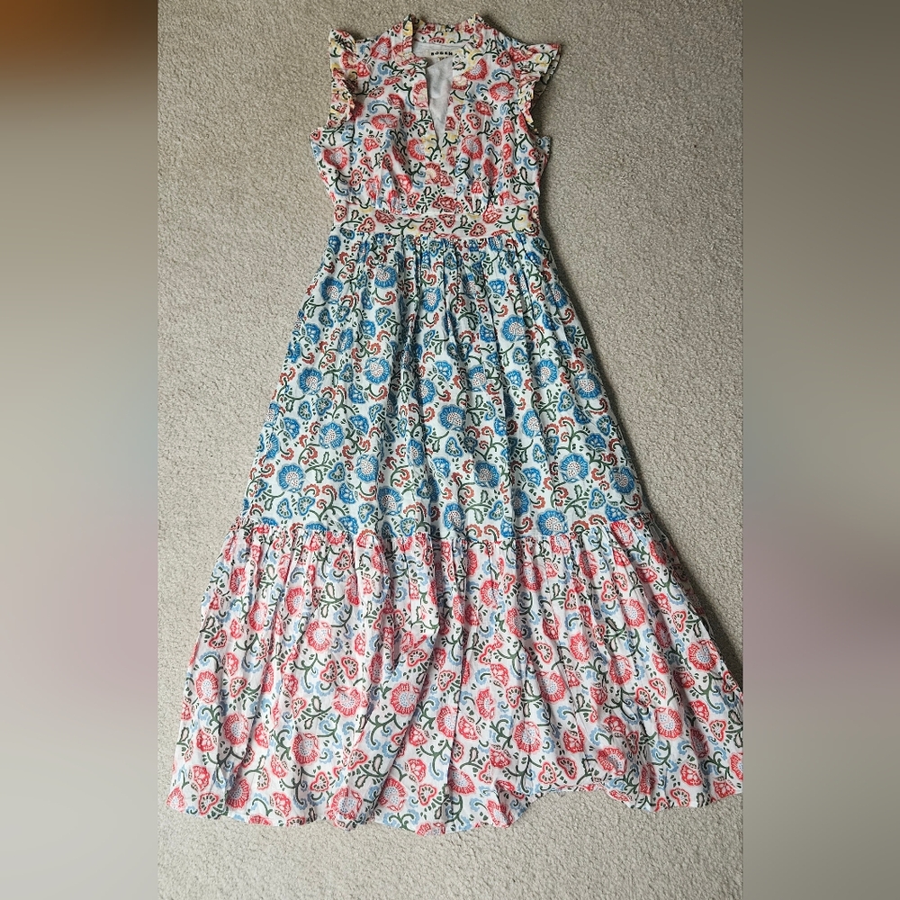 Wren Tiered Midi Dress In Ivory Garden Vine - Picture 8 of 9